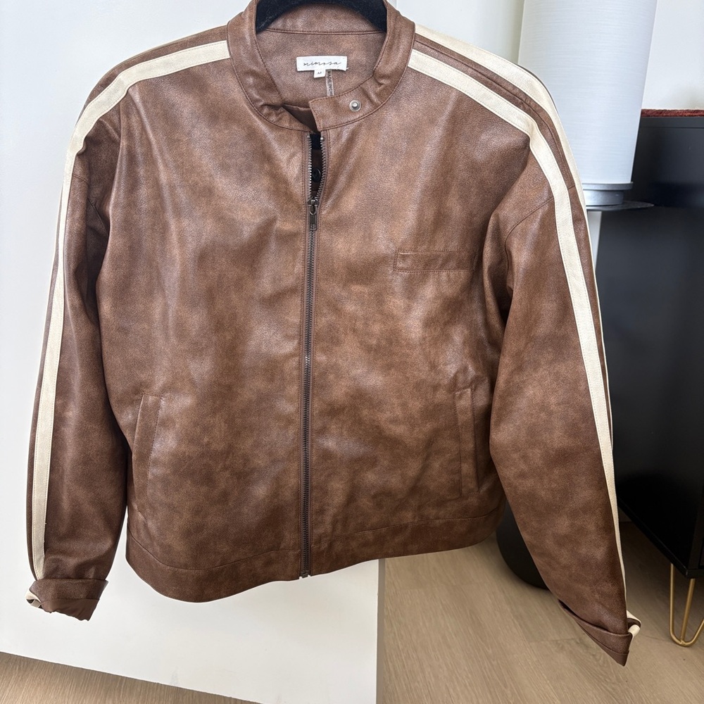 Faux Leather Bomber Jacket